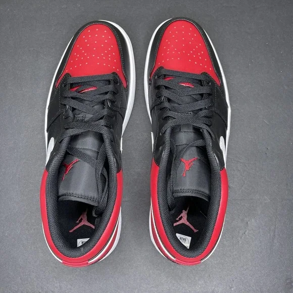 Nike Air Jordan 1 Low Men's Size 12 Shoes Black Gym Red White New 553558-066 nby - Picture 6 of 10